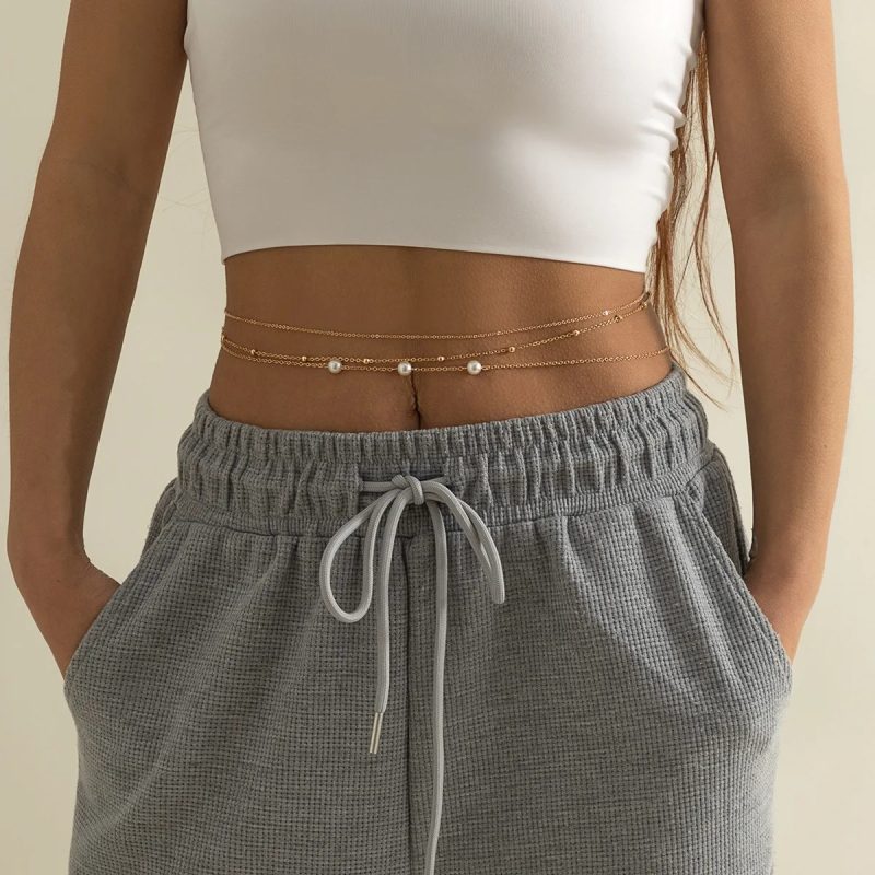 Fashionable and Sexy Round Bead Chain Double Waist Chain Simple Metal Thick Chain Body Chain Women's Belly Waist Decoration - Image 13