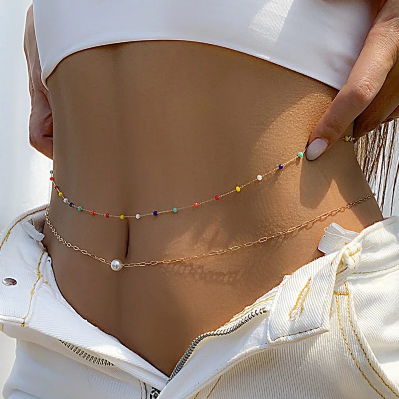 Fashionable and Sexy Round Bead Chain Double Waist Chain Simple Metal Thick Chain Body Chain Women's Belly Waist Decoration - Image 18