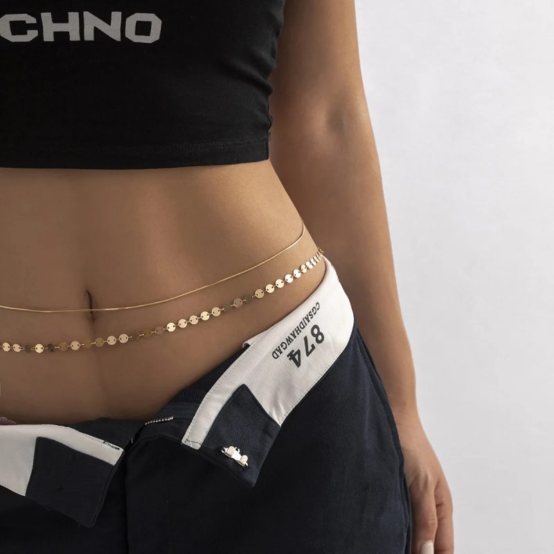 Fashionable and Sexy Round Bead Chain Double Waist Chain Simple Metal Thick Chain Body Chain Women's Belly Waist Decoration - Image 23