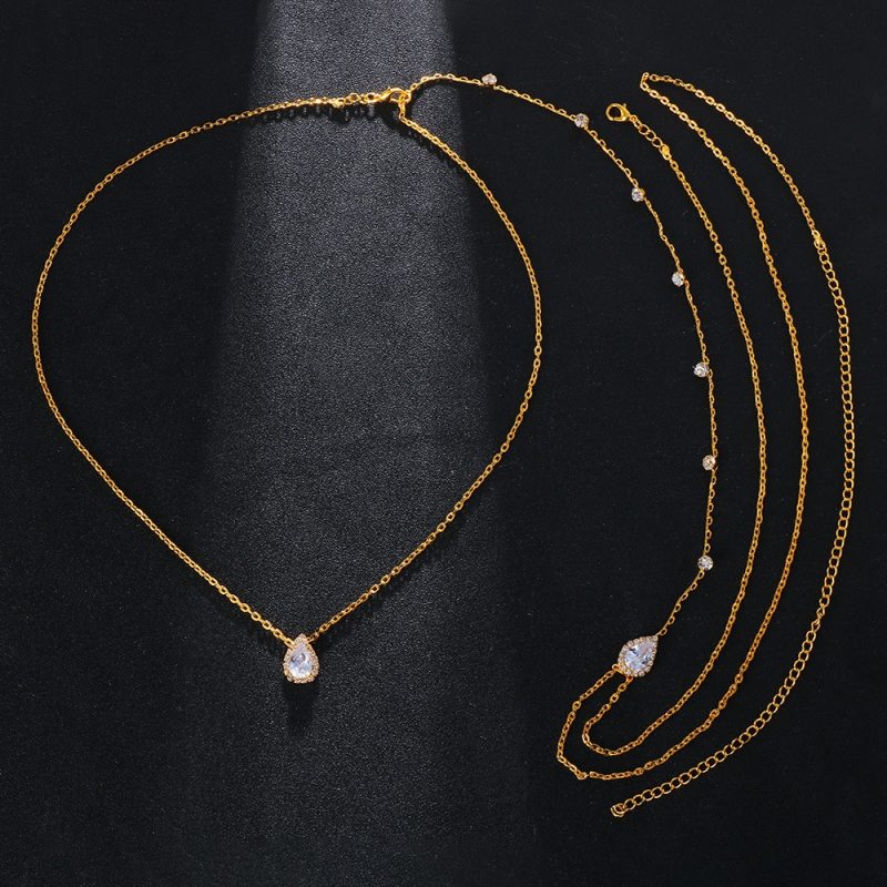 New Star Back Chain Body Jewelry for Women Luxury Metal Water Drop Zircon Backless Necklace Bridal Wedding Dress Jewelry - Image 2