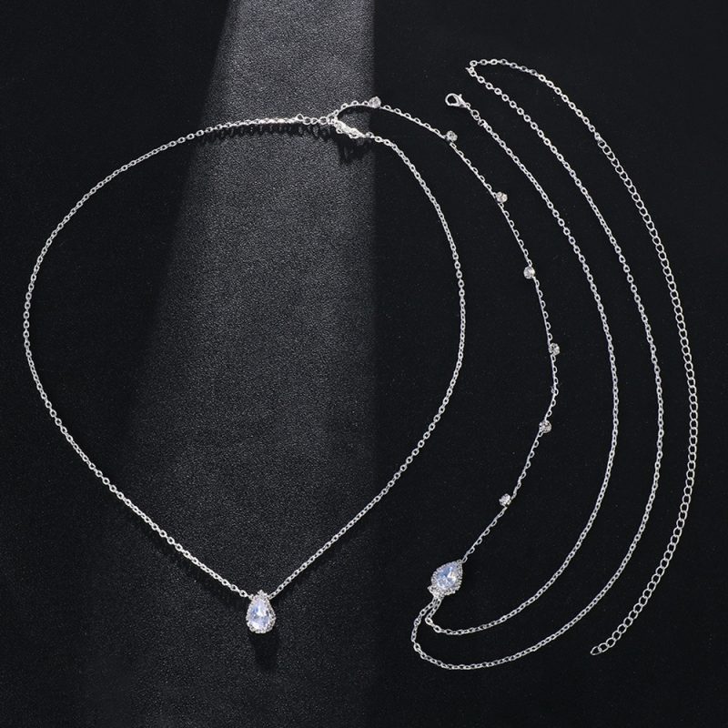 New Star Back Chain Body Jewelry for Women Luxury Metal Water Drop Zircon Backless Necklace Bridal Wedding Dress Jewelry - Image 4