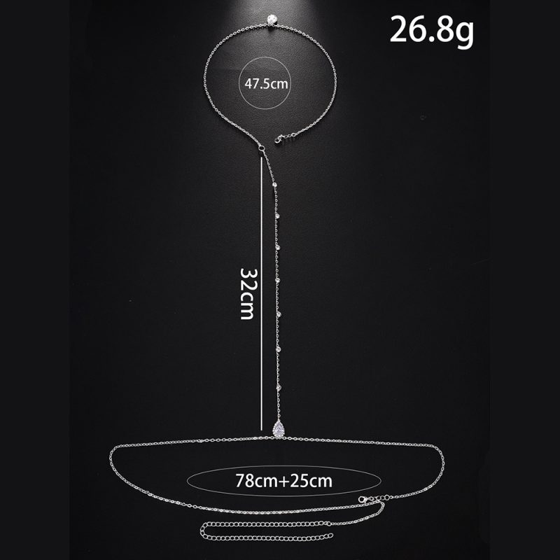 New Star Back Chain Body Jewelry for Women Luxury Metal Water Drop Zircon Backless Necklace Bridal Wedding Dress Jewelry - Image 5