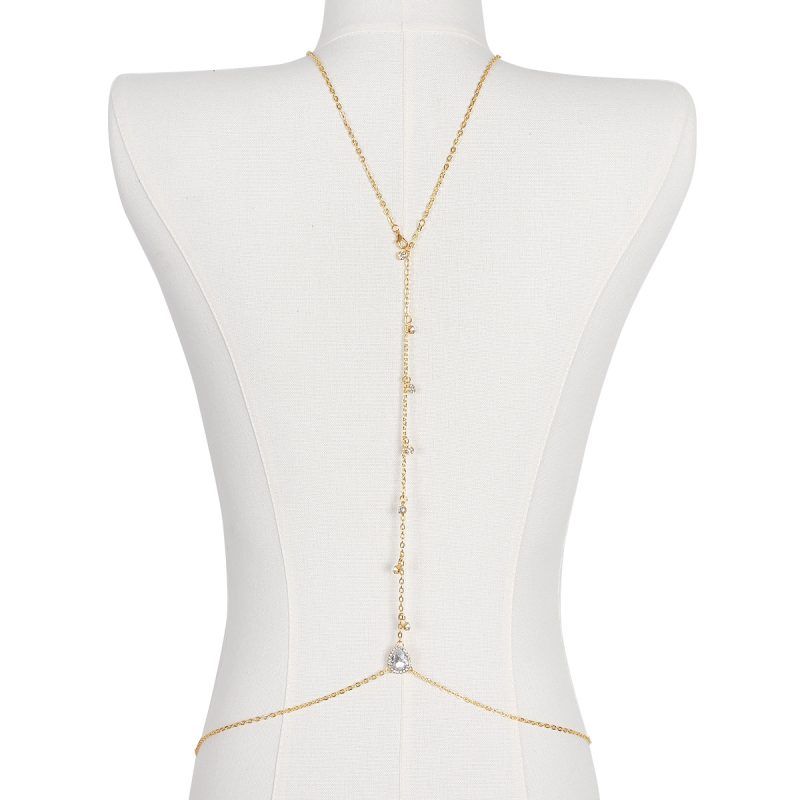 Bride Backless Rhinestone Waterdrop Body Chain Belly Waist Necklace for Women Mom Girlfriend Summer Beach Body Jewelry - Image 7