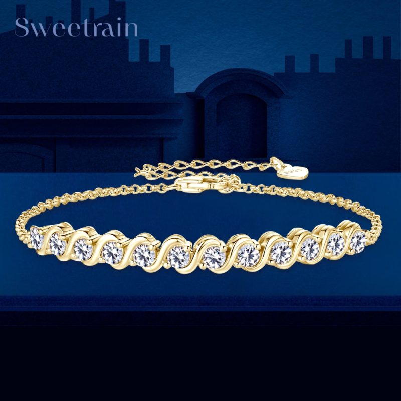 3MM Full Moissanite Bracelets With Certificate 925 Sterling Silver Adjustable Chain Bracelet for Women Plated 18k Jewelry Gift