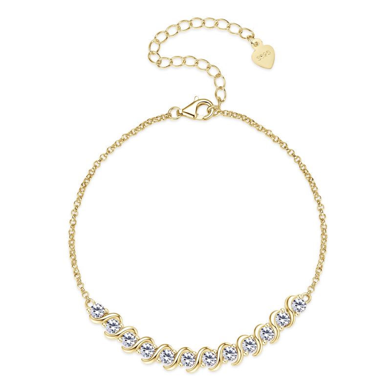 3MM Full Moissanite Bracelets With Certificate 925 Sterling Silver Adjustable Chain Bracelet for Women Plated 18k Jewelry Gift - Image 3