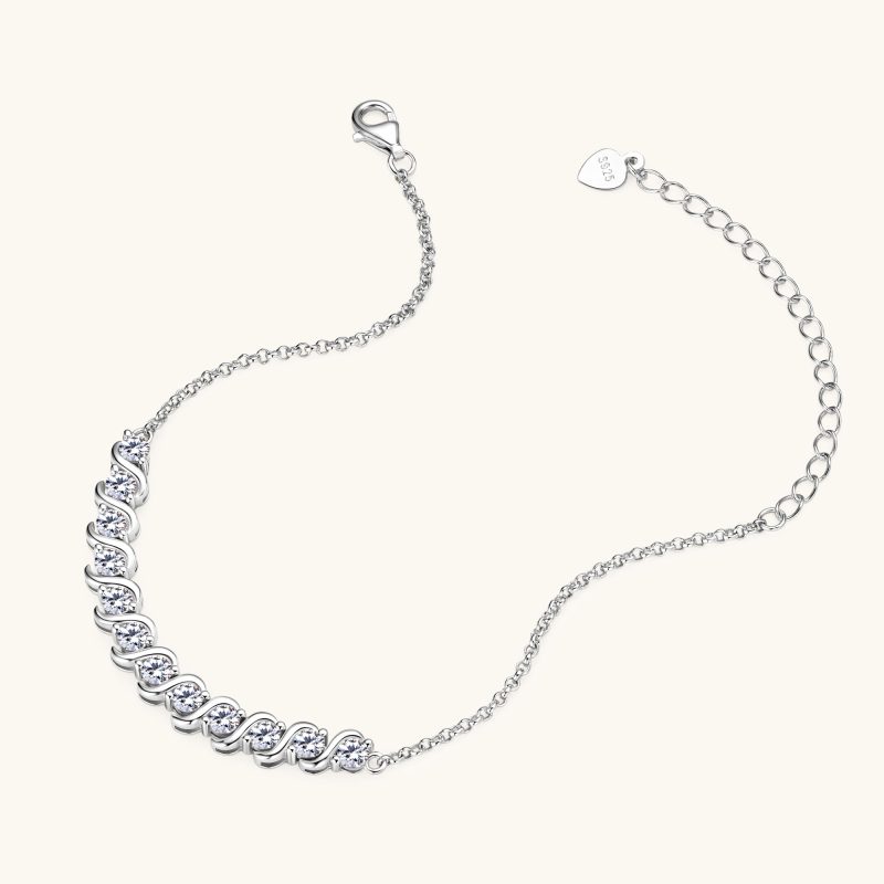 3MM Full Moissanite Bracelets With Certificate 925 Sterling Silver Adjustable Chain Bracelet for Women Plated 18k Jewelry Gift - Image 4