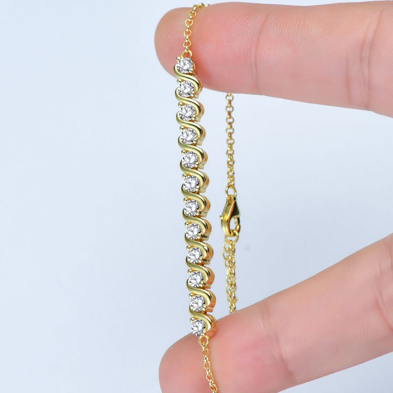 3MM Full Moissanite Bracelets With Certificate 925 Sterling Silver Adjustable Chain Bracelet for Women Plated 18k Jewelry Gift - Image 5