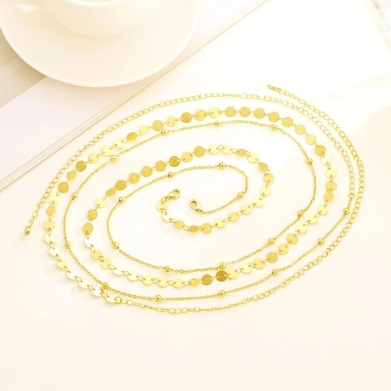 Bikini Waist Beads for Women Coin Dainty Body Chain for Women，Silver Plated Gold Plated Belly Chain Adjustable Body Chain