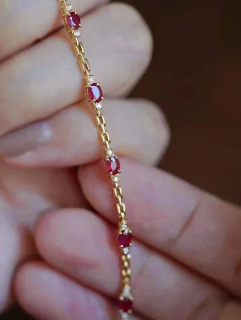 light luxury silver inlaid ruby diamond bracelet for women chain charm fine section exquisite high-end engagement jewelry