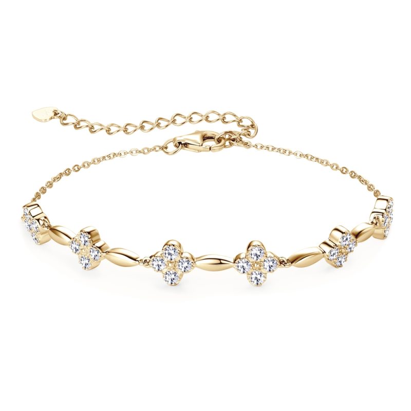 Sweetrain 925 Sterling Silver Flower Clover Moissanite Bracelet for Women 18k Gold Plated Fine Jewelry Gift GRA Certified - Image 7