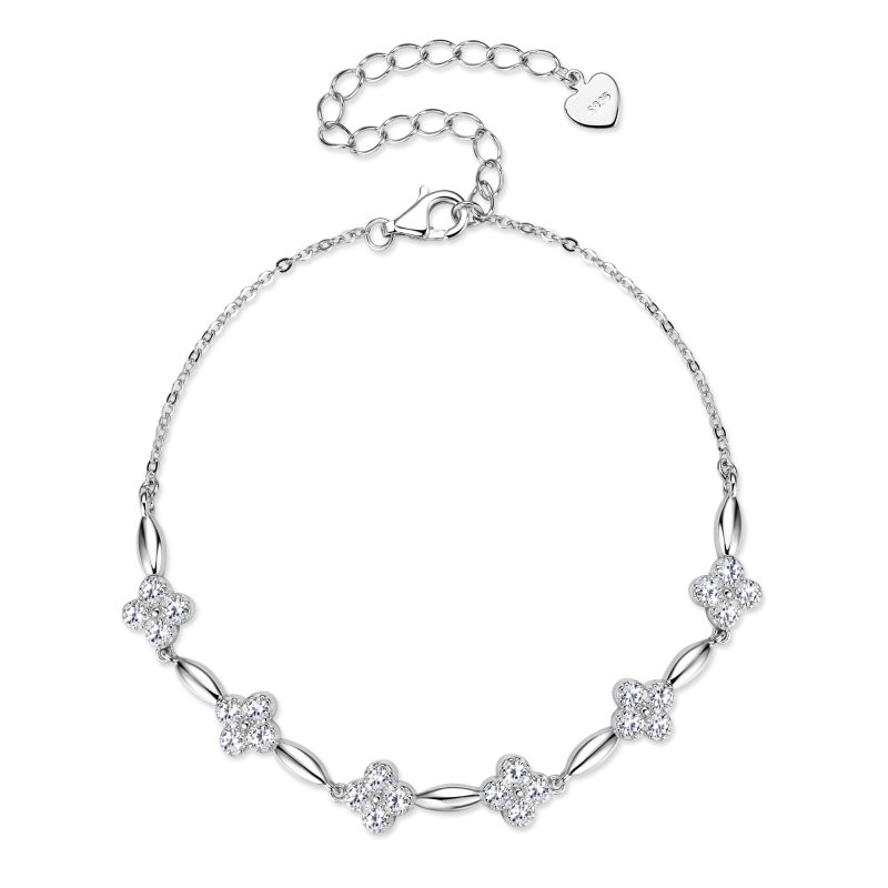 Sweetrain 925 Sterling Silver Flower Clover Moissanite Bracelet for Women 18k Gold Plated Fine Jewelry Gift GRA Certified - Image 8