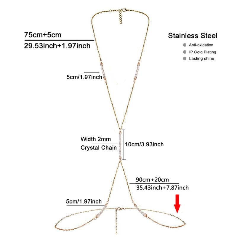 MinaMaMa Stainless Steel Rhinestone Crystal Waist Chain Belly Body Chain For Women Bikini Trendy Simple Sexy Body Jewelry - Image 2