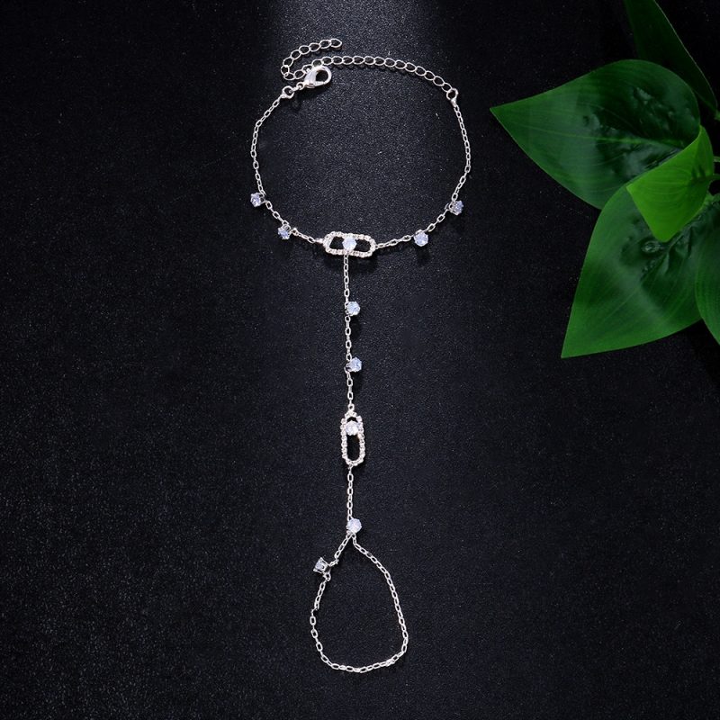 Moon CrHand Chain Bracelet Ring Gold Plated Handmade Chains Connecting Jewelry for Women Trendy Gift - Image 2