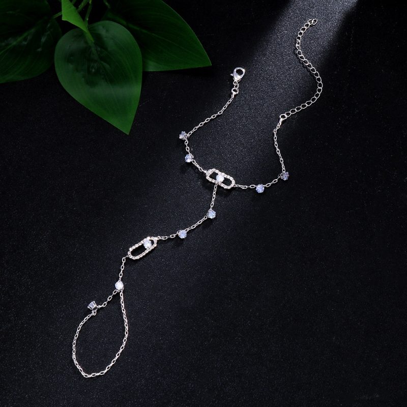 Moon CrHand Chain Bracelet Ring Gold Plated Handmade Chains Connecting Jewelry for Women Trendy Gift - Image 5