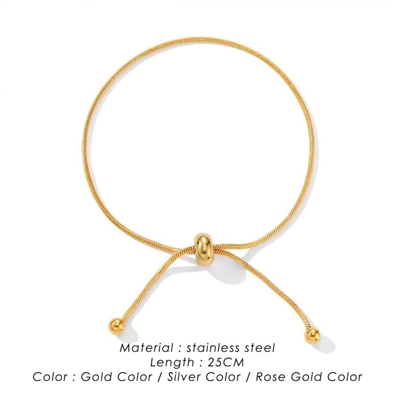 Korean Adjustable Stainless Steel Bracelet for Women Girl Men High Quality Design Gold Color Snake Chain Jewelry Wholesale - Image 2