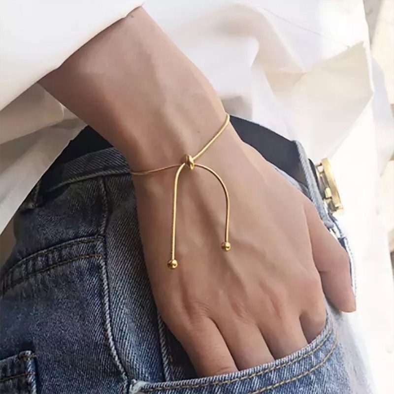 Korean Adjustable Stainless Steel Bracelet for Women Girl Men High Quality Design Gold Color Snake Chain Jewelry Wholesale - Image 5