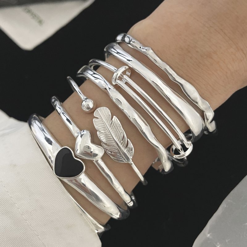 925 Sterling Silver Bracelets for Women Chain Accessories Trend Vintage Simple Heart Pendant Party Jewelry Gift - Image 3