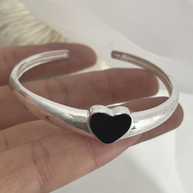 925 Sterling Silver Bracelets for Women Chain Accessories Trend Vintage Simple Heart Pendant Party Jewelry Gift - Image 5