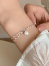 925 Sterling Silver Double-Layer Pearl Bracelet Women's Light Luxury Fashion Bracelet Birthday Gift Wedding Jewelry