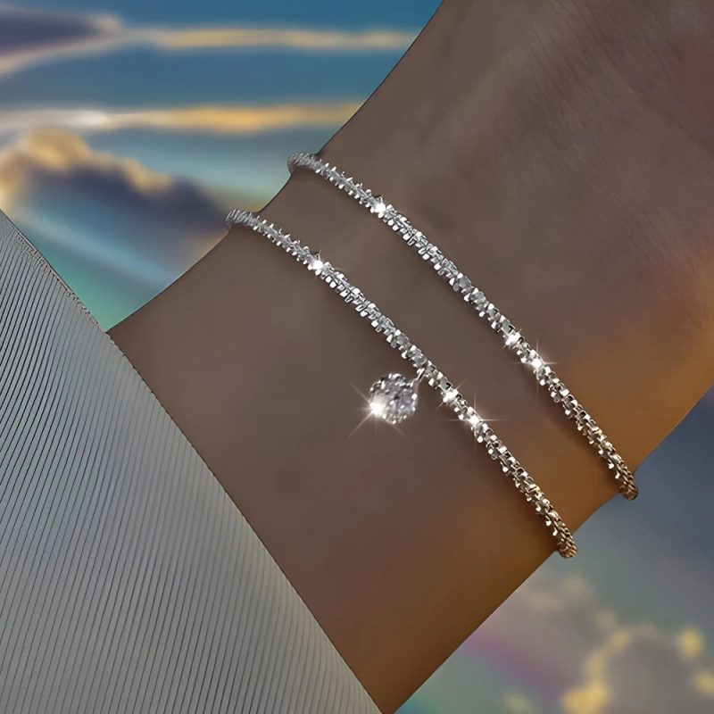 6Pcs 925 Sterling Silver Rhinestone Bracelets for Women Girls Luxury Korean Sparkling Starry Sky Charm Bracelets Party Jewelry - Image 3