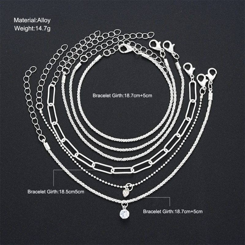 6Pcs 925 Sterling Silver Rhinestone Bracelets for Women Girls Luxury Korean Sparkling Starry Sky Charm Bracelets Party Jewelry - Image 5