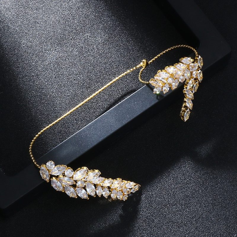 Gold Plated Wheat Zirconia Hand Bracelet Classic Female Accessories Luxury Wedding Annual Jewelry Elegant Gifts - Image 6