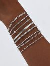 Women Chain Bracelet Silver Color, Stainless Steel Link Stackable Bracelets, Layered Fashion Accessories Gifts