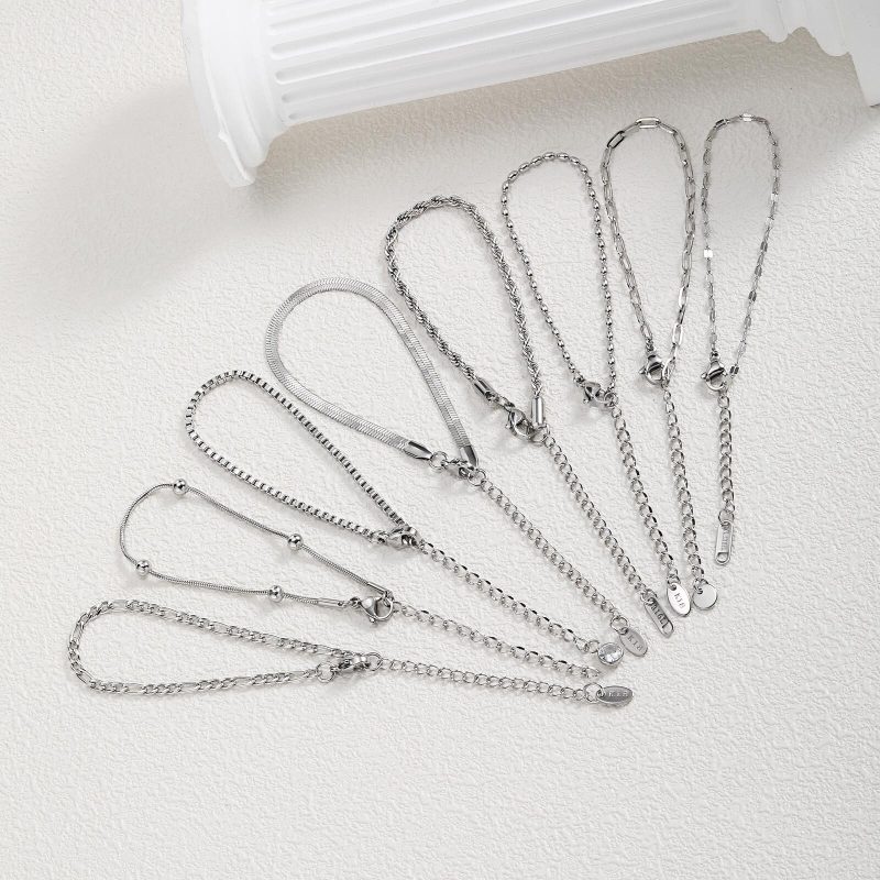 Women Chain Bracelet Silver Color, Stainless Steel Link Stackable Bracelets, Layered Fashion Accessories Gifts - Image 4