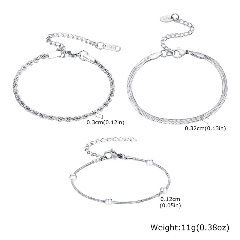 Women Chain Bracelet Silver Color, Stainless Steel Link Stackable Bracelets, Layered Fashion Accessories Gifts - Image 6