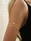Upper Arm Cuff Bracelet for Women, Minimalist Gold Plated Armband Statement Party Armlets Jewelry