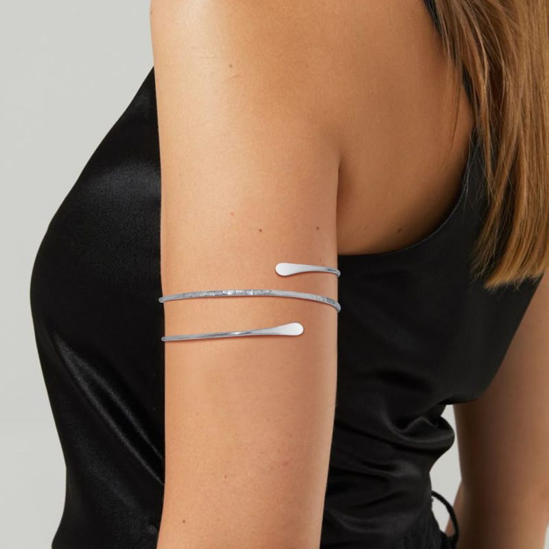 Upper Arm Cuff Bracelet for Women, Minimalist Gold Plated Armband Statement Party Armlets Jewelry - Image 2