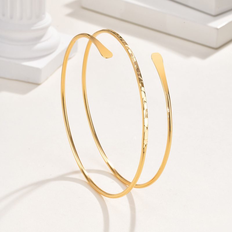 Upper Arm Cuff Bracelet for Women, Minimalist Gold Plated Armband Statement Party Armlets Jewelry - Image 4
