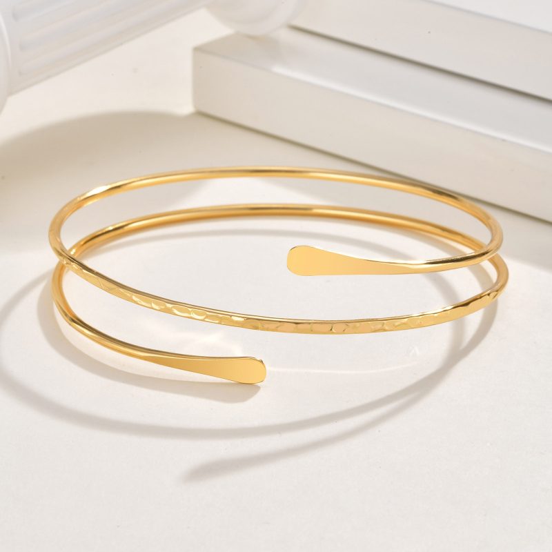 Upper Arm Cuff Bracelet for Women, Minimalist Gold Plated Armband Statement Party Armlets Jewelry - Image 5