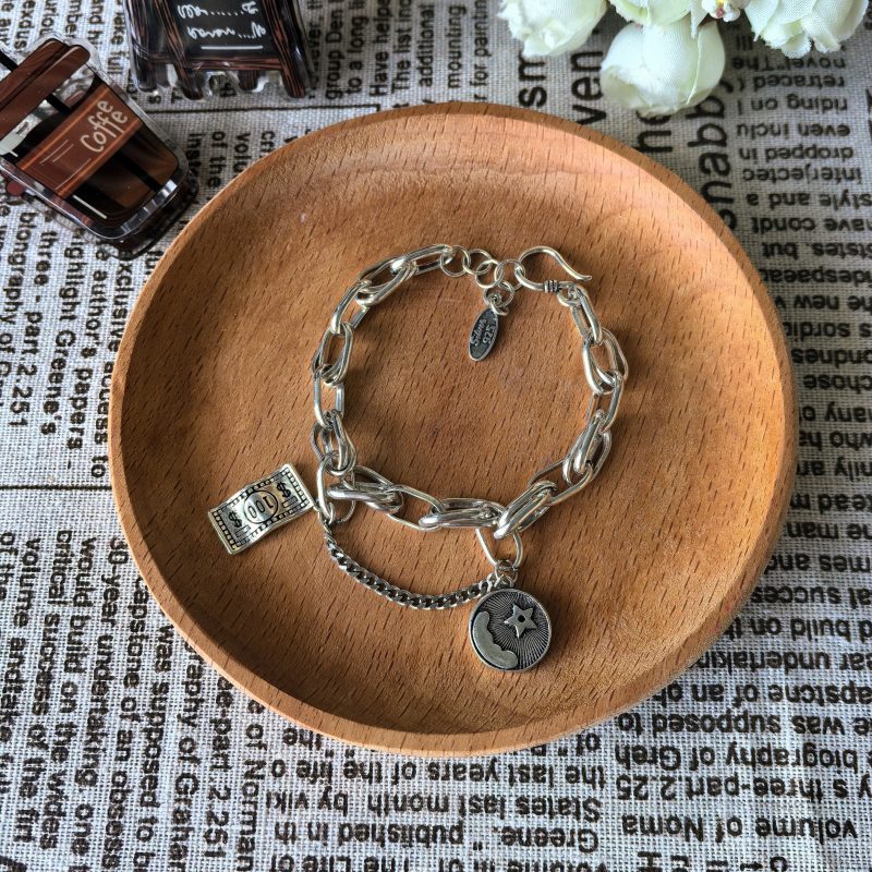 925 Sterling Silver Bracelet Geometric Cube Circle Punk Asymmetric Beaded For Woman Girl Fashion Jewelry Gift Dropship Wholesale - Image 5