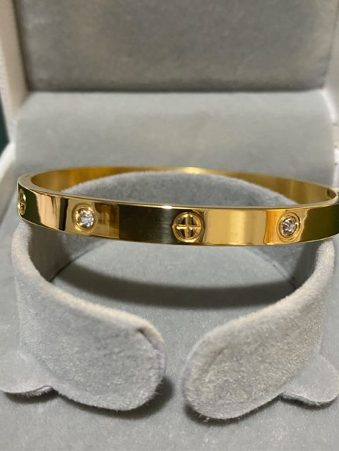 2023 New Design Gold Color Zircon And Cross Nut Nail Bracelet Gold & Bangle For Woman Stainless Steel Screw Brand Jewelry