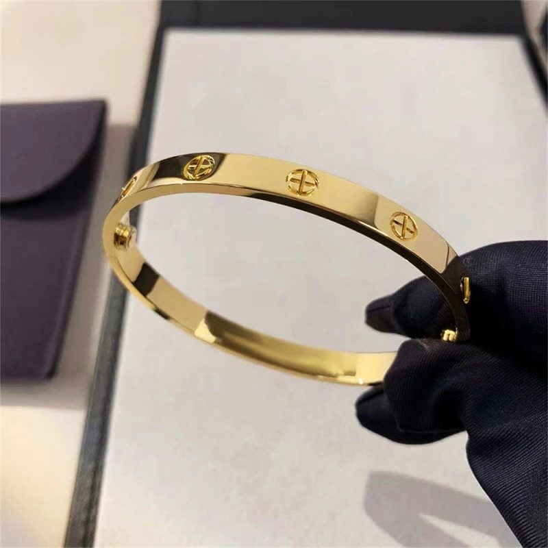 2023 New Design Gold Color Zircon And Cross Nut Nail Bracelet Gold & Bangle For Woman Stainless Steel Screw Brand Jewelry - Image 7
