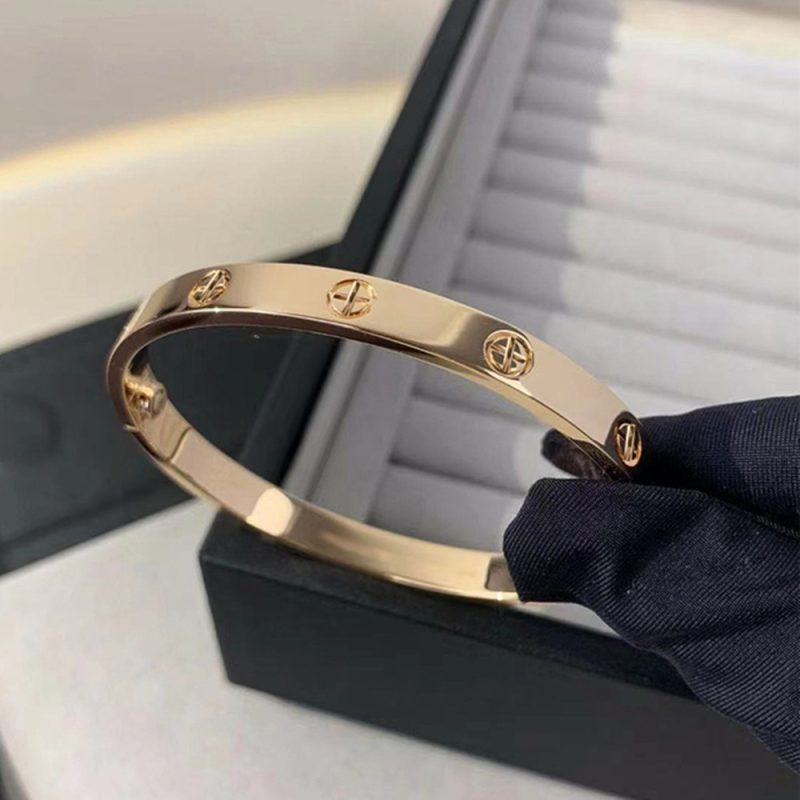 2023 New Design Gold Color Zircon And Cross Nut Nail Bracelet Gold & Bangle For Woman Stainless Steel Screw Brand Jewelry - Image 8
