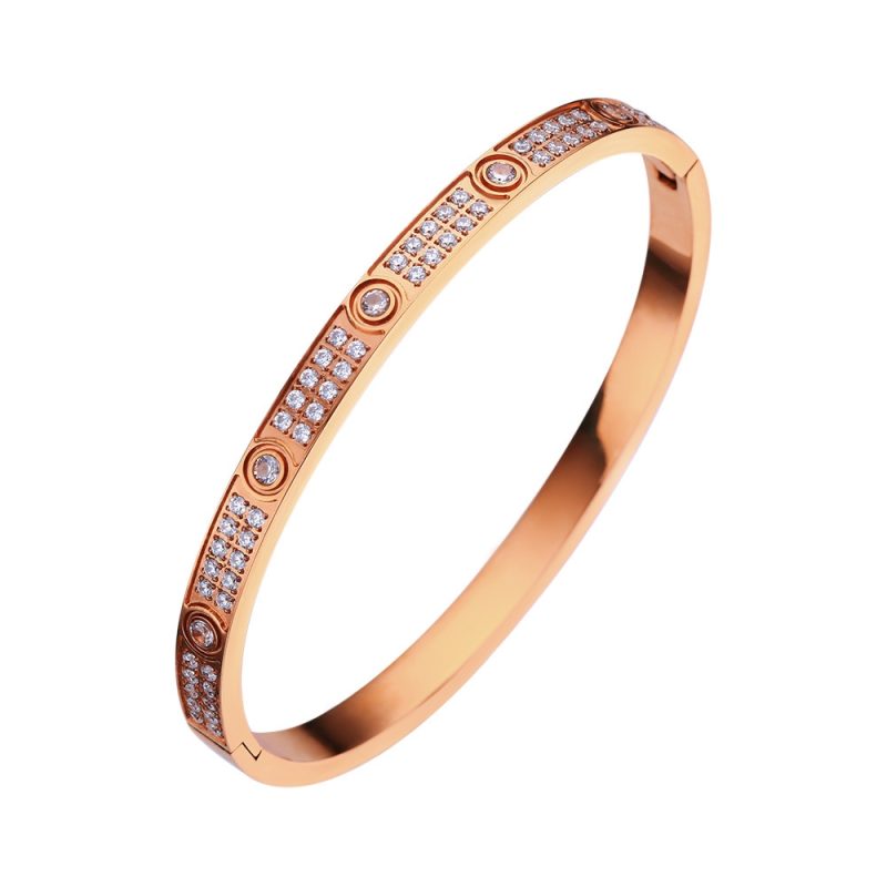 2023 New Design Gold Color Zircon And Cross Nut Nail Bracelet Gold & Bangle For Woman Stainless Steel Screw Brand Jewelry - Image 16