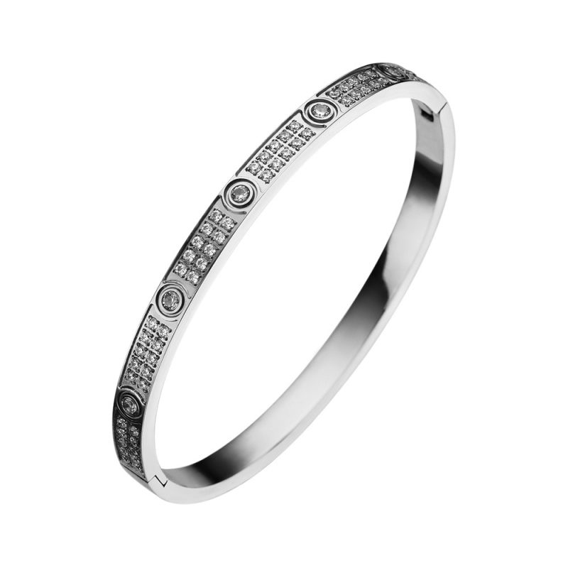 2023 New Design Gold Color Zircon And Cross Nut Nail Bracelet Gold & Bangle For Woman Stainless Steel Screw Brand Jewelry - Image 20