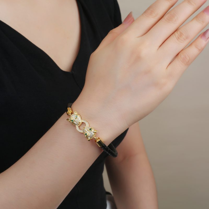 Bully Animal Style Leopard Head Braided Leather Rope Bracelet Fashion for Man Woman Stainless Steel Zirconia Jewelry Daily Wear - Image 6