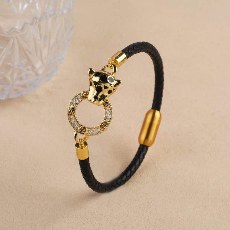 Bully Animal Style Leopard Head Braided Leather Rope Bracelet Fashion for Man Woman Stainless Steel Zirconia Jewelry Daily Wear - Image 8