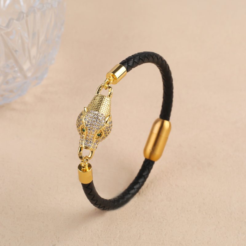 Bully Animal Style Leopard Head Braided Leather Rope Bracelet Fashion for Man Woman Stainless Steel Zirconia Jewelry Daily Wear - Image 9