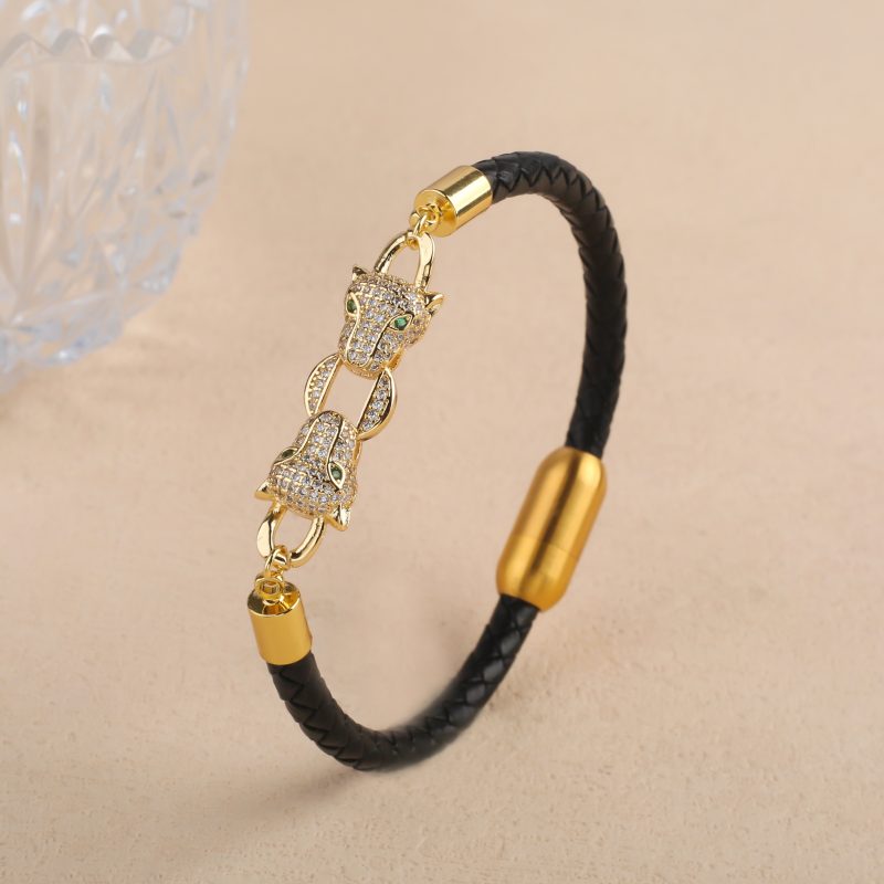 Bully Animal Style Leopard Head Braided Leather Rope Bracelet Fashion for Man Woman Stainless Steel Zirconia Jewelry Daily Wear - Image 11