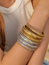 Stainless Steel Texture Flex Snake Chain Cuff Bracelet 18k Gold Plated Wide Bracelet Bangle Fashion Jewelry Women Gifts