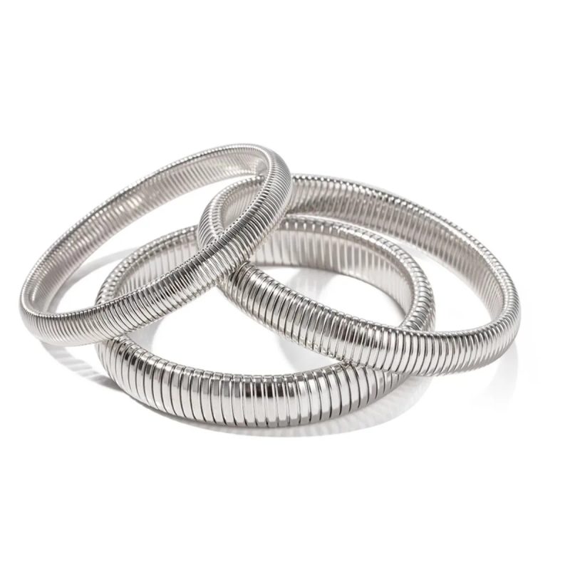Stainless Steel Texture Flex Snake Chain Cuff Bracelet 18k Gold Plated Wide Bracelet Bangle Fashion Jewelry Women Gifts - Image 4