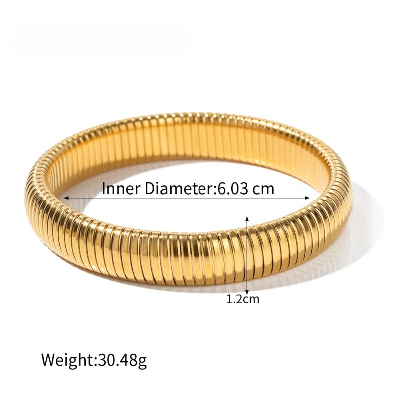 Stainless Steel Texture Flex Snake Chain Cuff Bracelet 18k Gold Plated Wide Bracelet Bangle Fashion Jewelry Women Gifts - Image 8