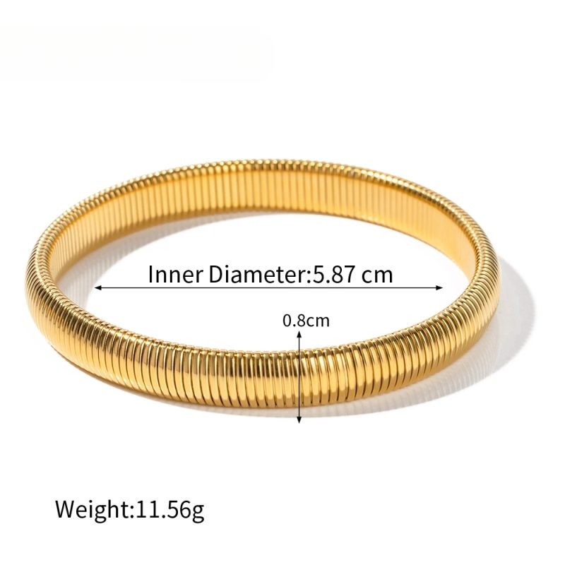 Stainless Steel Texture Flex Snake Chain Cuff Bracelet 18k Gold Plated Wide Bracelet Bangle Fashion Jewelry Women Gifts - Image 12