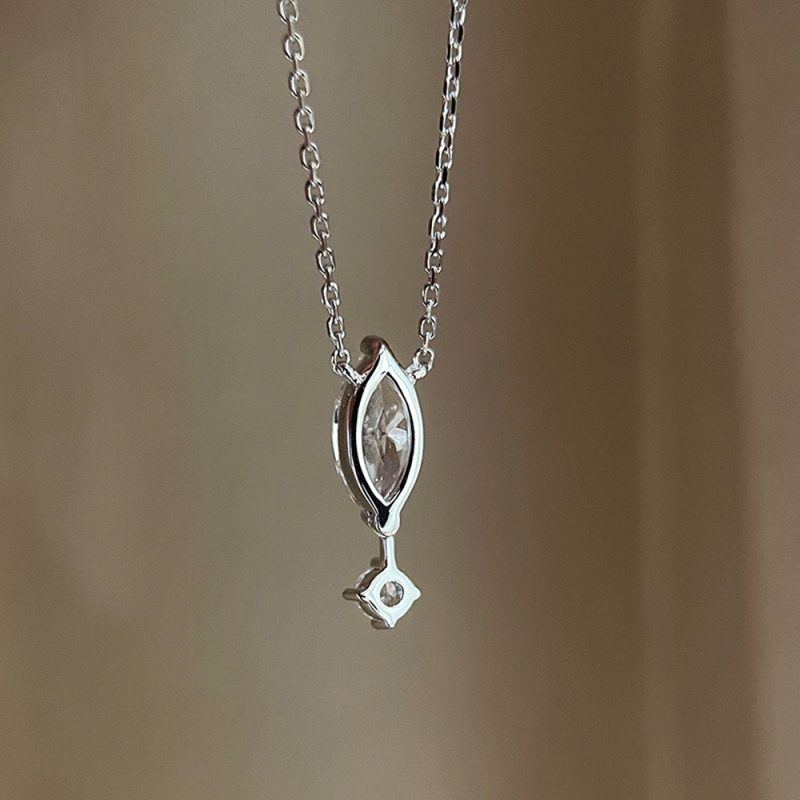 1.1carat Marquise/Round Cut Moissanite Pendant Necklace for Women Lab Diamond Necklaces 925 Sterling Silver Stacking Neck Chain - Image 3