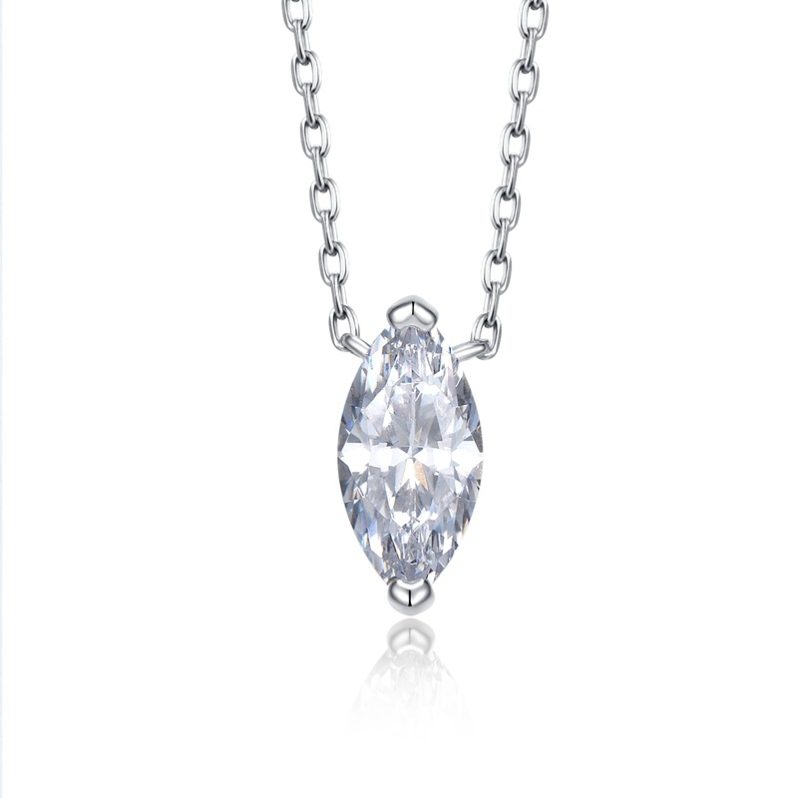1.1carat Marquise/Round Cut Moissanite Pendant Necklace for Women Lab Diamond Necklaces 925 Sterling Silver Stacking Neck Chain - Image 7