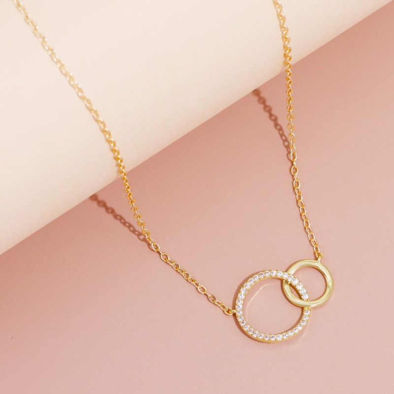 Stainless Steel Necklaces for Women Fashion Thin Chain Minimalist Dainty Double Circle Pendant Necklace on The Neck Jewelry - Image 5